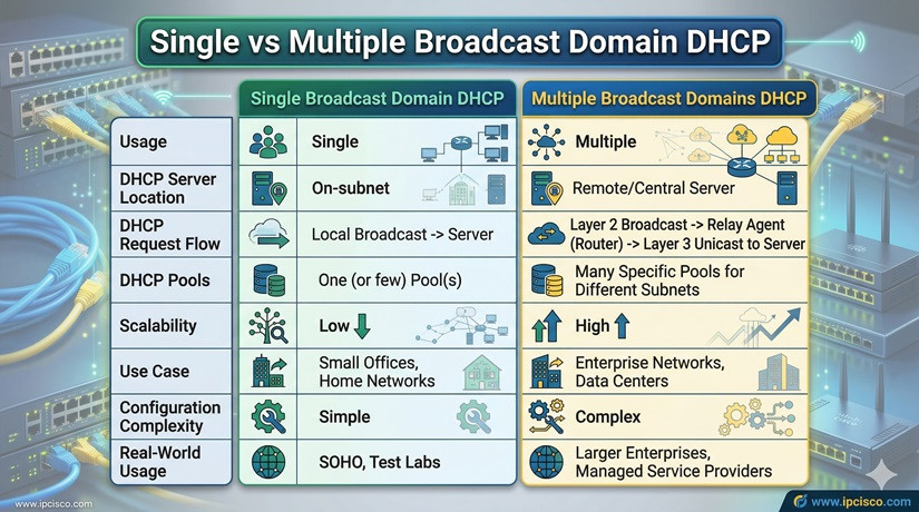 single domain dhcp vs multi domain dhcp server