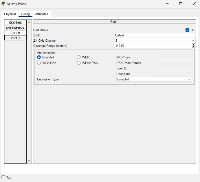 Wireless Access Point Configuration – Config Tab on Packet Tracer
