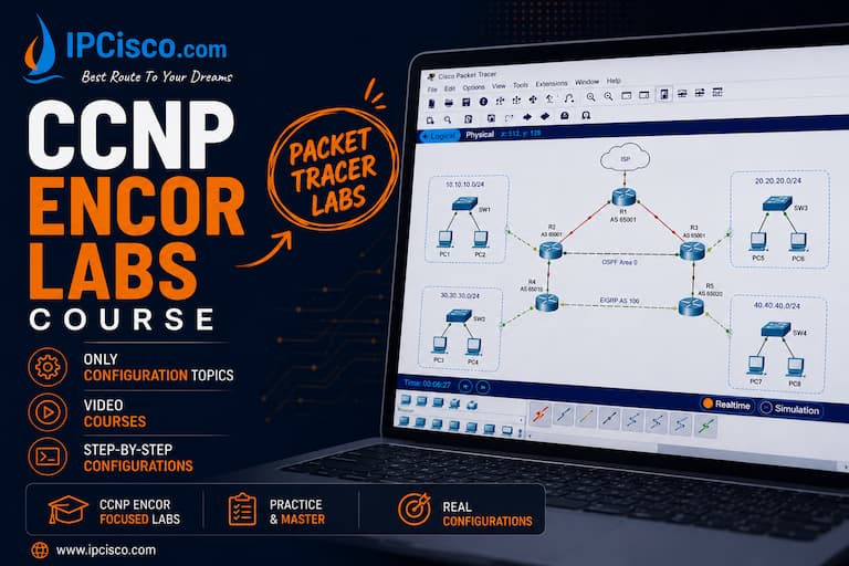 CCNP ENCOR Labs Course with Packet Tracer configuration labs