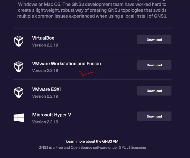 download gns3 vm for vmware workstation
