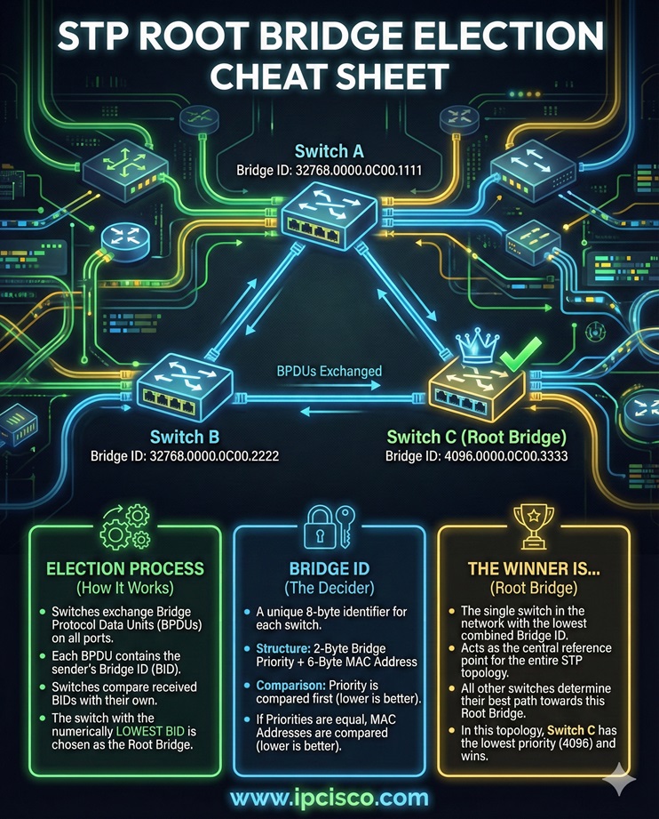 spanning tree protocol cheat sheet, STP summary