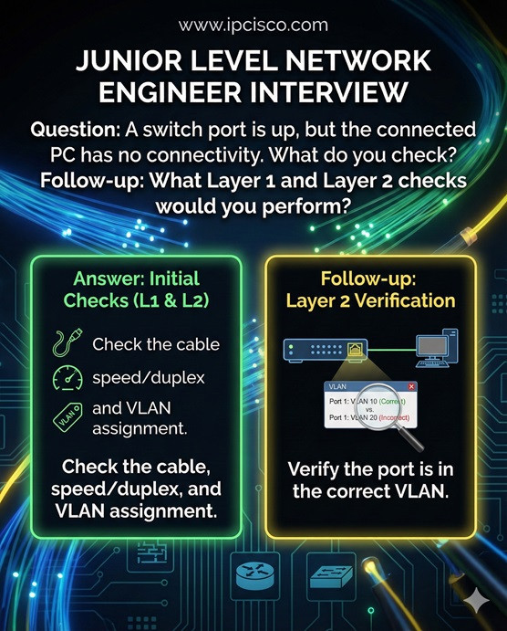 Junior Network Engineer Interview Question and answers network troubleshooting
