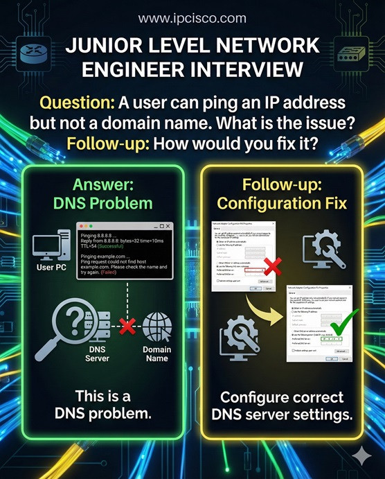 Junior Network Engineer Interview Question and answers network troubleshooting