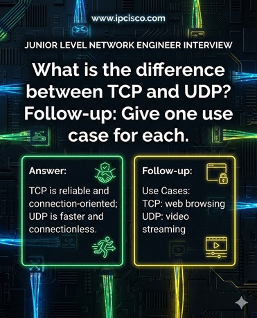 Junior Network Engineer Interview Question TCP UDP Difference