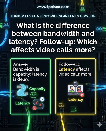 Junior Network Engineer Interview Question difference between bandwidth and latency