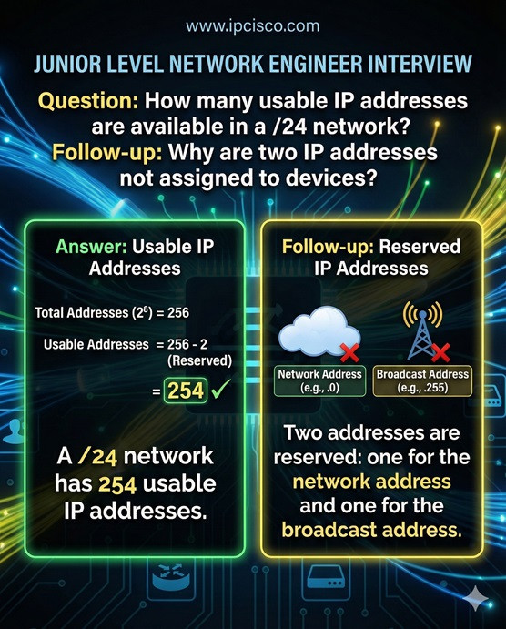 Junior Network Engineer Interview Question and answers subnetting calculation