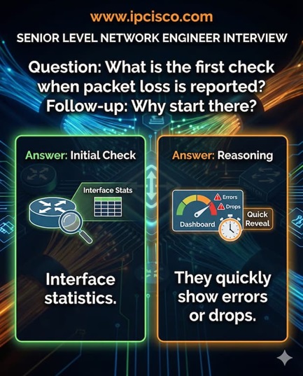 senior network engineer interview questions packet loss question