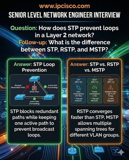 stp questions and answers for senior network engineer, technical job interview questions