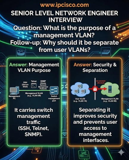 Management VLAN question, interview questions and answers for entwork engineers