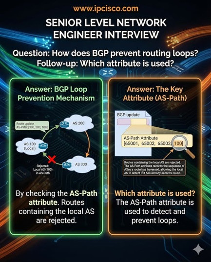 BGP Questions on network engineer interviews, BGP Routing loop question