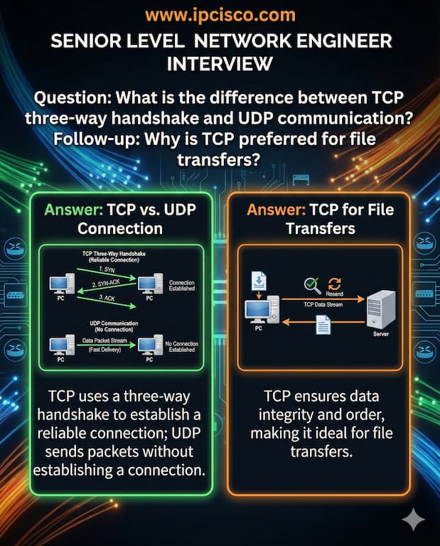 TCP versusu UDP quesiton senior network engineer interview questions