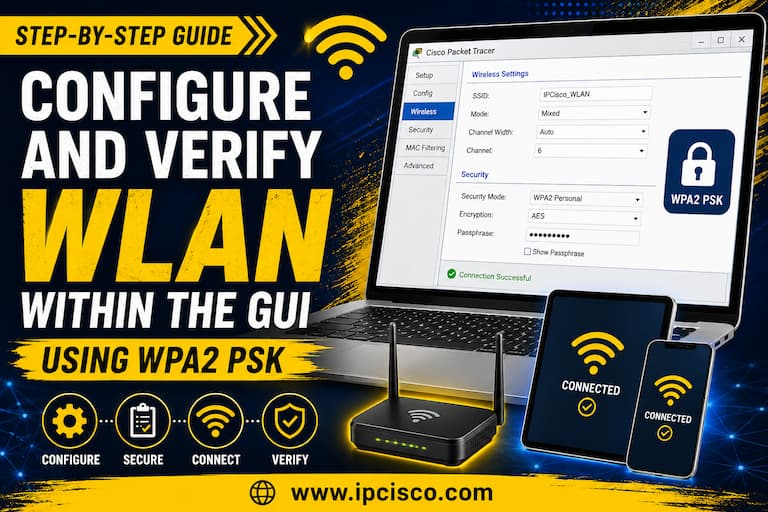 gui wlan configuration with wpa2 psk on cisco packet tracer