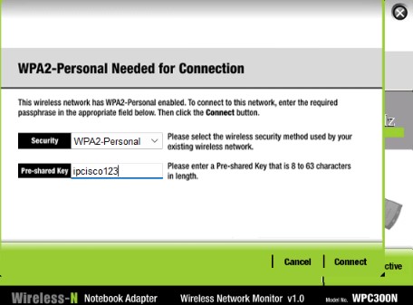 wireless client configuration for wpa2 psk password