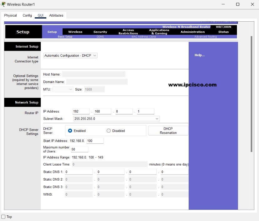 wireless router dhcp settings