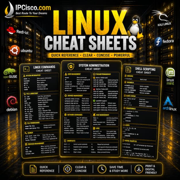 Linux Cheat Sheets - Linux Commands, Administration and Networking Quick Reference