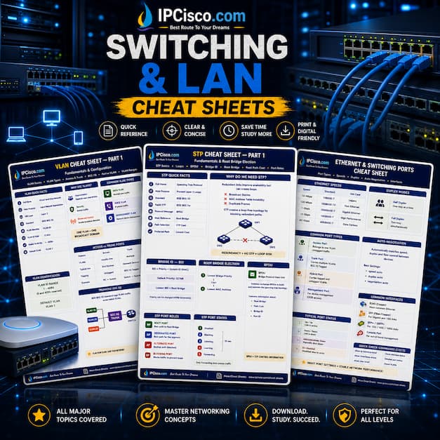 Switching and LAN Cheat Sheets for VLAN, STP, EtherChannel and Network Cabling