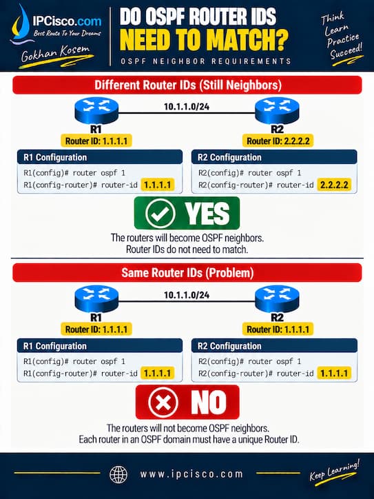 When Does OSPF Neighborship Form router ID match