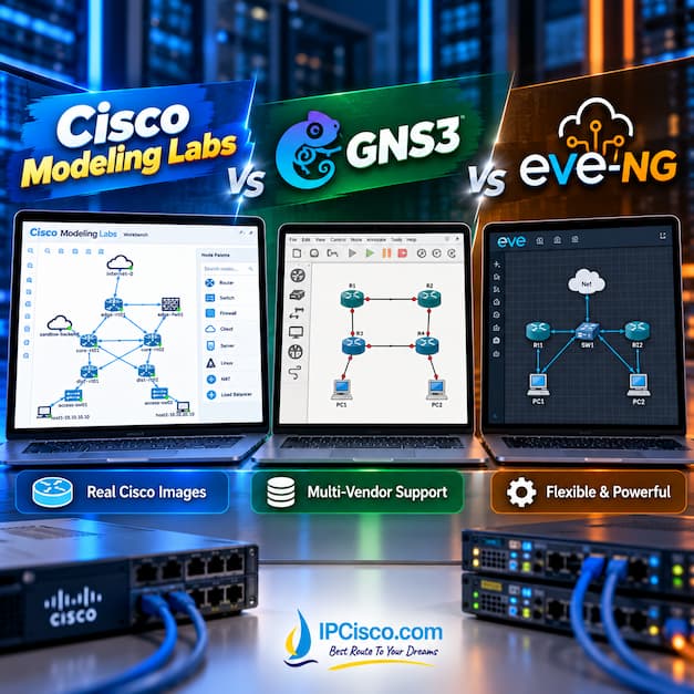 Cisco Modeling Labs vs GNS3 vs EVE-NG comparison table